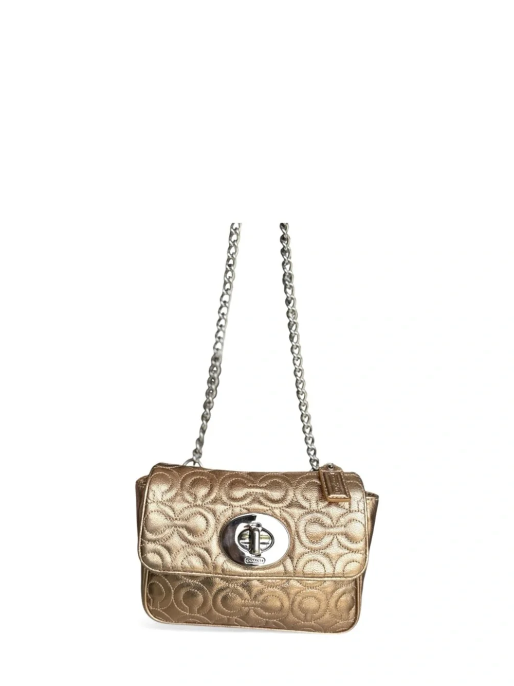 🆕 Coach Metallic Leather Madison Chain Mini Shoulder Bag Crossbody